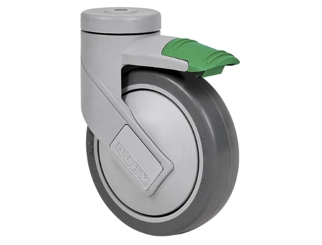 Rueda giratora agujero m10 mec.dir.21hcmd125cp-pgaisb goma gris eje bolas ALEX