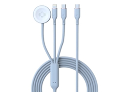 Cable de carga inalámbrica 3 en 1 Halinuia para Apple Watch, iPhone y USB-C, 1,2 m, silicona, carga rápida de 60 W, negro.