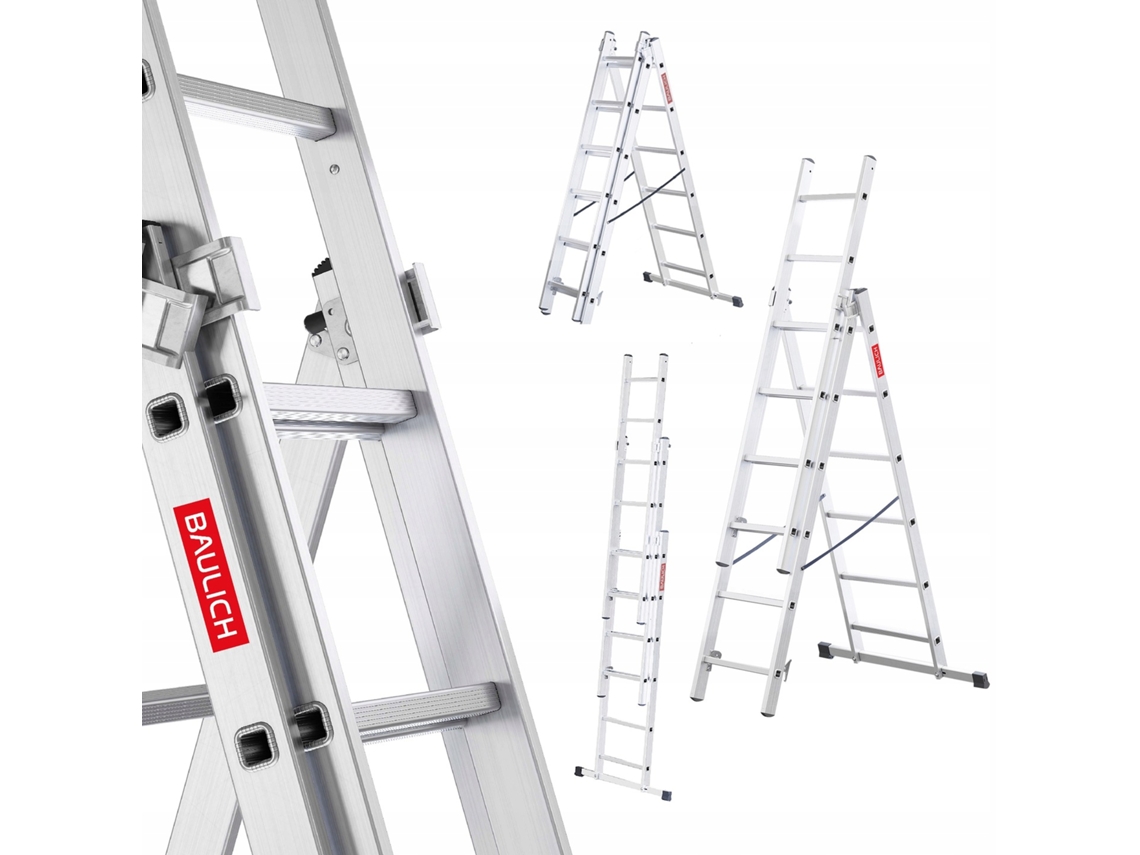 Escalera Aluminio 3x6 Multifuncional Universal 150 Kg Baulich