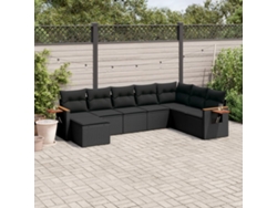 Conjunto de sofá de jardín de 8 piezas con cojines en mimbre sintético negro de DKD Home Decor
