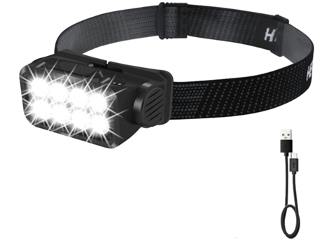 BISBISOUS K353 Linterna Frontal Recargable 1000 Lúmenes 8 Led Sensor Movimiento Usb C 5 Modos Negro VIGA EUROPA