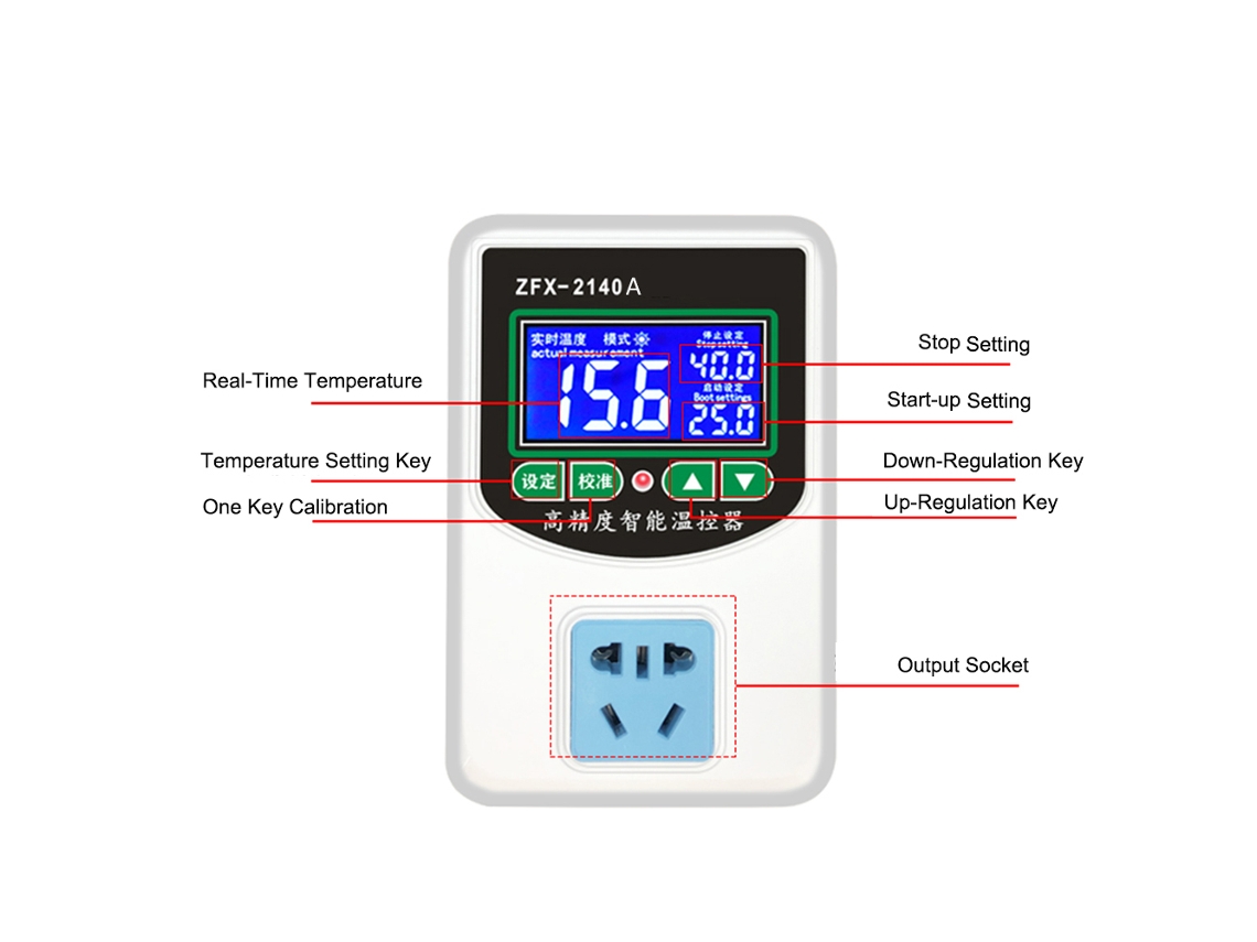 Controlador De Temperatura Digital Inteligente De Alta Precisión Zfx-2140a Con Sensor Ntc Para Congeladores, Refrigeradores E Incubadoras.