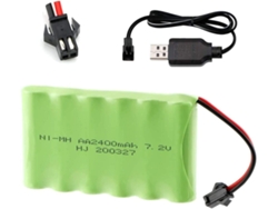 Pieza para Teledirigidos 1 Pieza 7.2V 2400mAh Ni-MH AA batería recargable con SM-2P 2Pin Plug y cable cargador USB