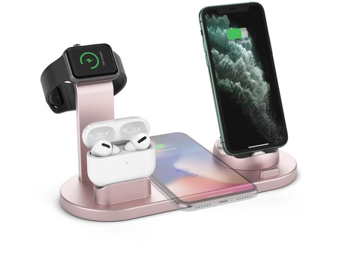 Estación De Carga Inalámbrica Yemaesre B07 4 En 1 Compatible Con Iphone Apple Watch Airpods Oro