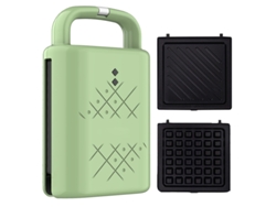 SFUSHOS 220V Máquina para hacer gofres y sándwiches con dos bandejas, color verde, para desayuno (sin dimensiones)