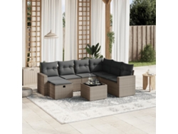 Conjunto de sofás de jardín de 8 piezas DKD Home Decor con cojines de mimbre gris