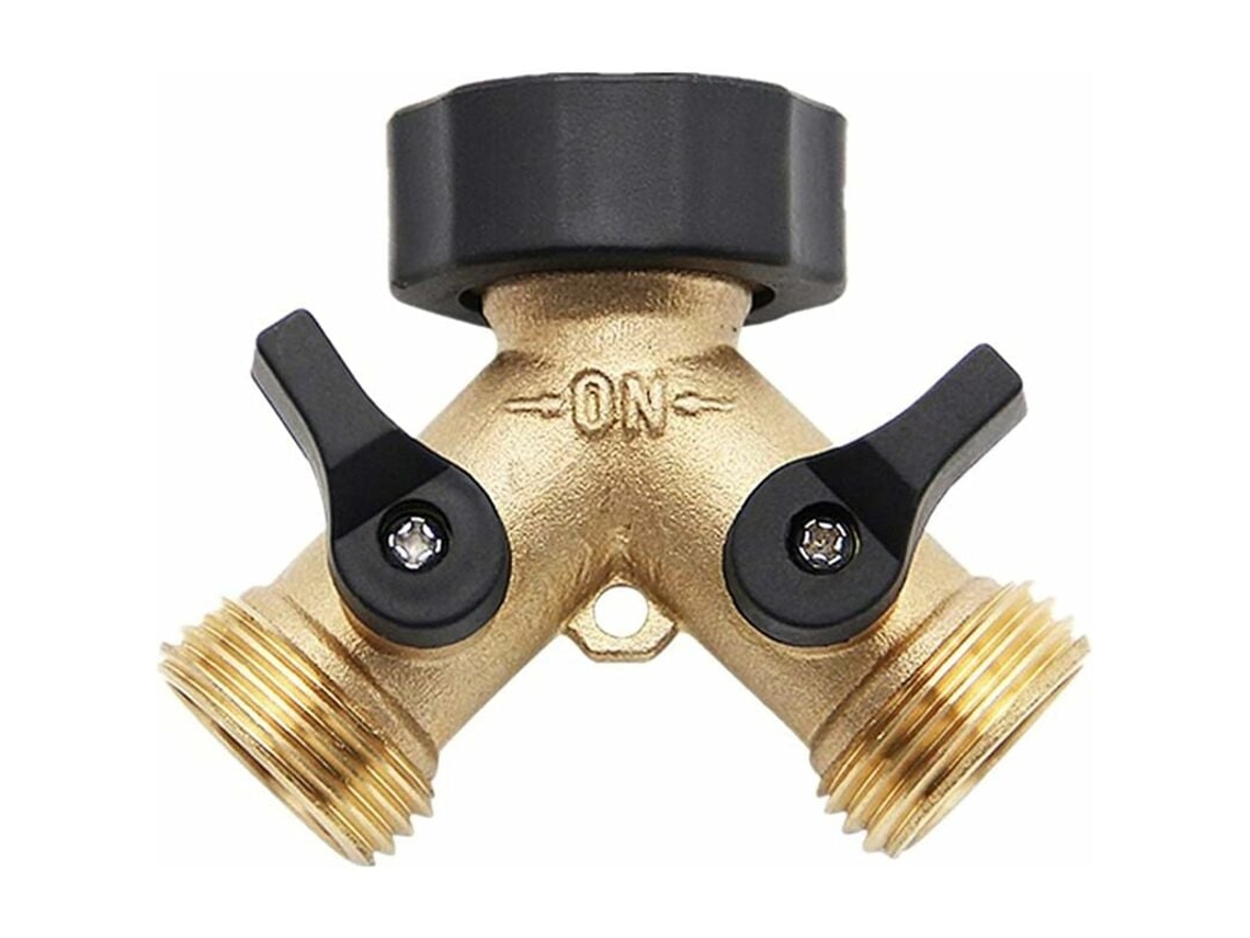 HYMNORA Divisor de manguera de jardín de latón resistente, conector en Y de 2 vías de latón macizo para manguera de jardín estándar de 3/4 de pulgada, perfect
