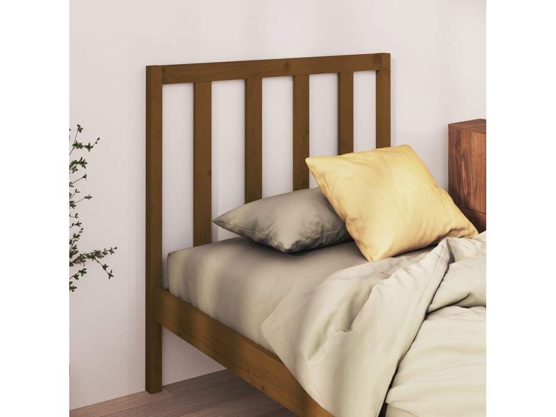 Cabecero De Cama Madera Maciza Pino Marrón Miel 95x4x100 Cm