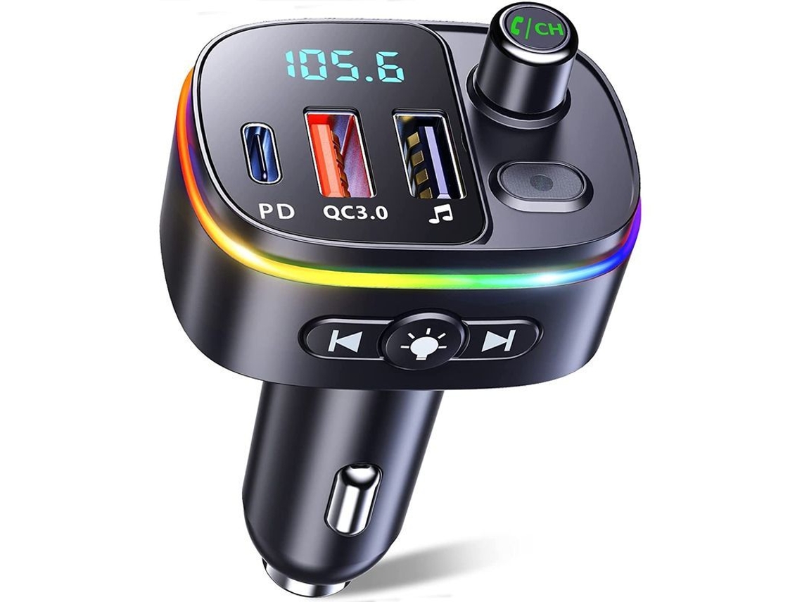 Adaptador Bluetooth 5.0 Para Coche Con Cargador Usb C Pd 18w Qc3.0 Y Micrófono Con Cancelación De Ruido