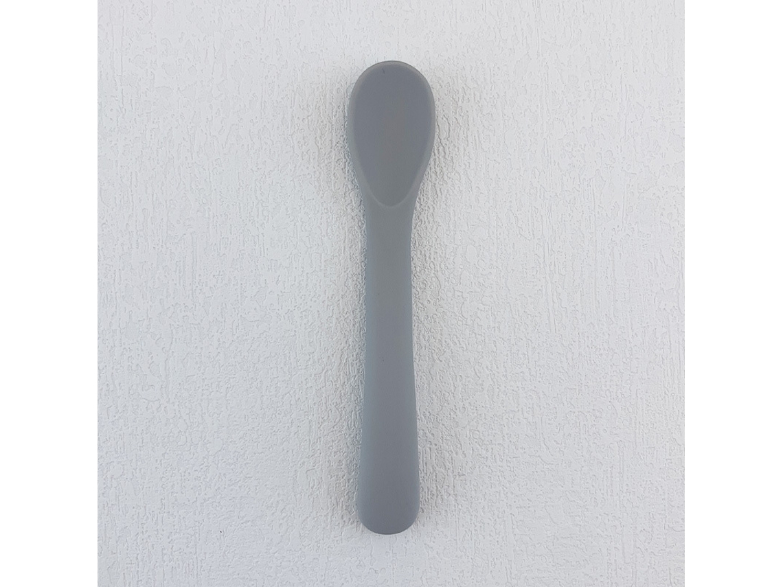 (gris) Cuchara De Silicona Para Bebé Con Mango Largo, Sin Bpa, Diseño De Cuchara Para Alimentación De Bebés.