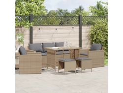Conjunto de sofá de jardín de 6 piezas con cojines, mimbre sintético beige, Dkd Home Decor