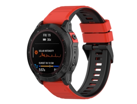 Correa de Silicona 22mm bicolor ajustable para Garmin Fenix 7/6/5/Amazfit Falcon - rojo/negro