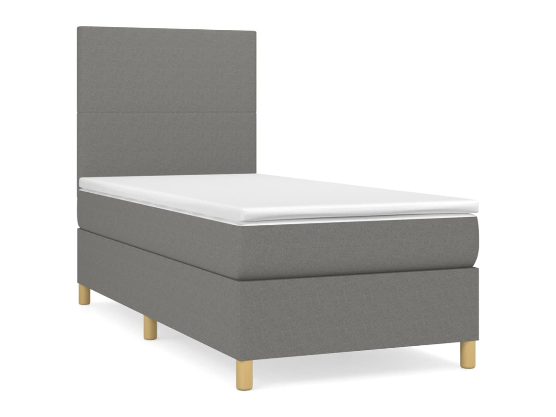 Maison Exclusive - Cama Box Spring Con Colchón Tela Gris Oscuro 100x200 Cm