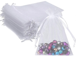 100 Bolsas de Organza Blancas con Cordón para Regalos de Navidad, Fiestas y Bodas Hengjian (blancas, 5x7cm)