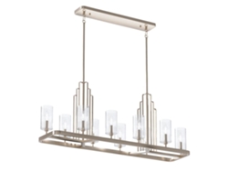 Candelier KICHLER (Qn-Kimrose10-PN) Kimrose Steel, vidrio transparente E14 10 bulbos