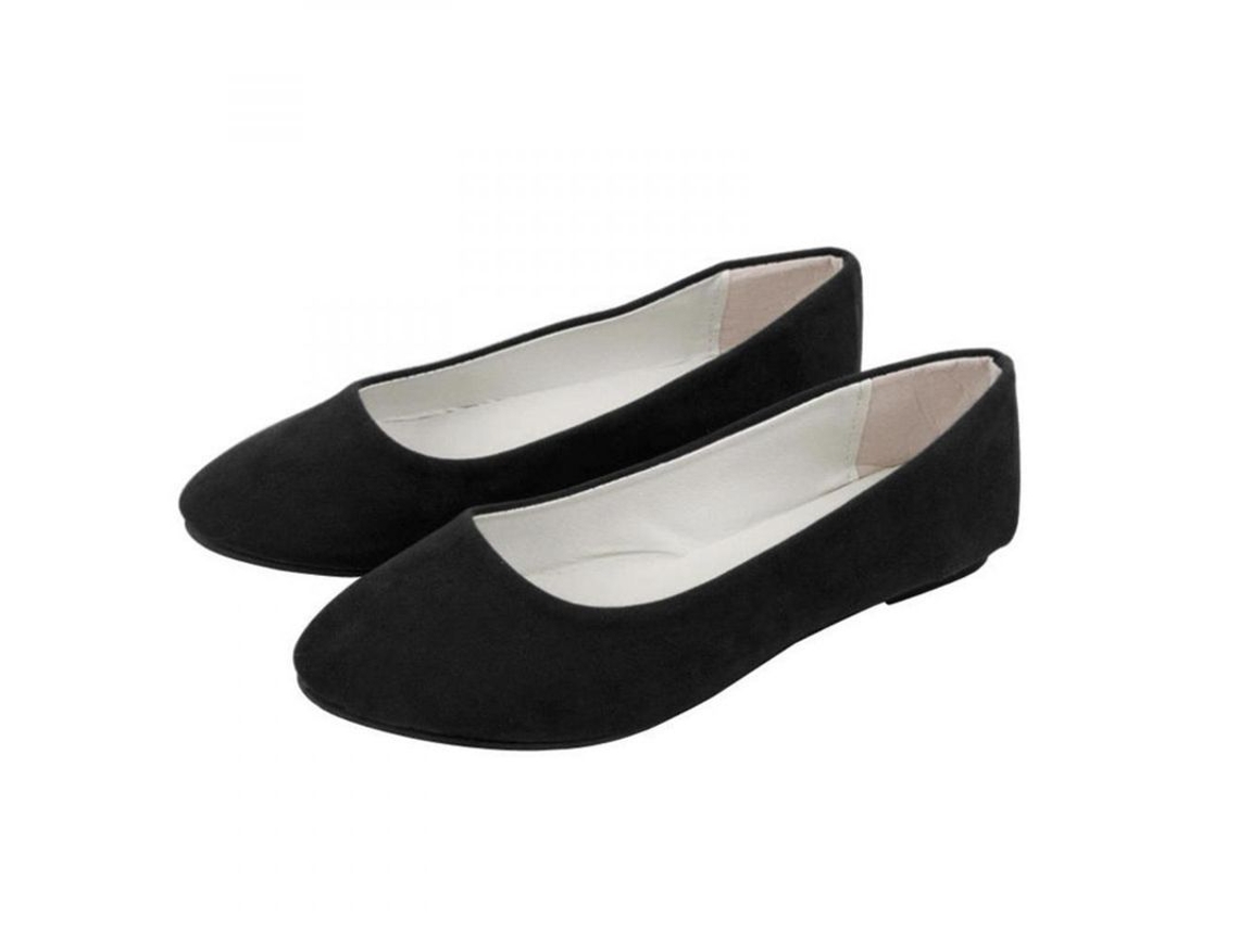 Zapatos Planos De Bailarina Para Mujer Dolly Pumps Slip On Loafers De Gamuza Talla Uk 2.5-7.5 Eu 35-42 38 Negro