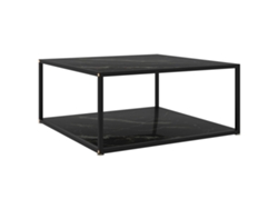 Mesa de Centro de Apoyo 80X80X35 Cm Vidrio Templado Negro