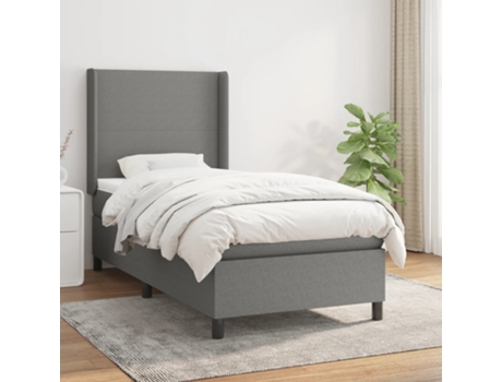 vidaXL Cama con somier y colchón 90x190 cm tela gris oscuro