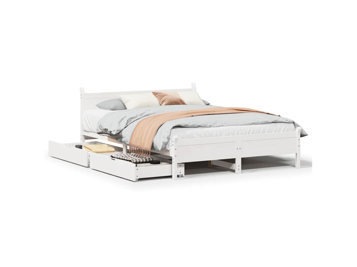Estructura De Cama VIDAXL Blanco Madera de pino (120x190 cm)