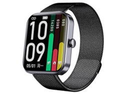 Reloj inteligente F21pro resistente al agua con correa de malla y monitor de actividad física para bicicletas eléctricas.