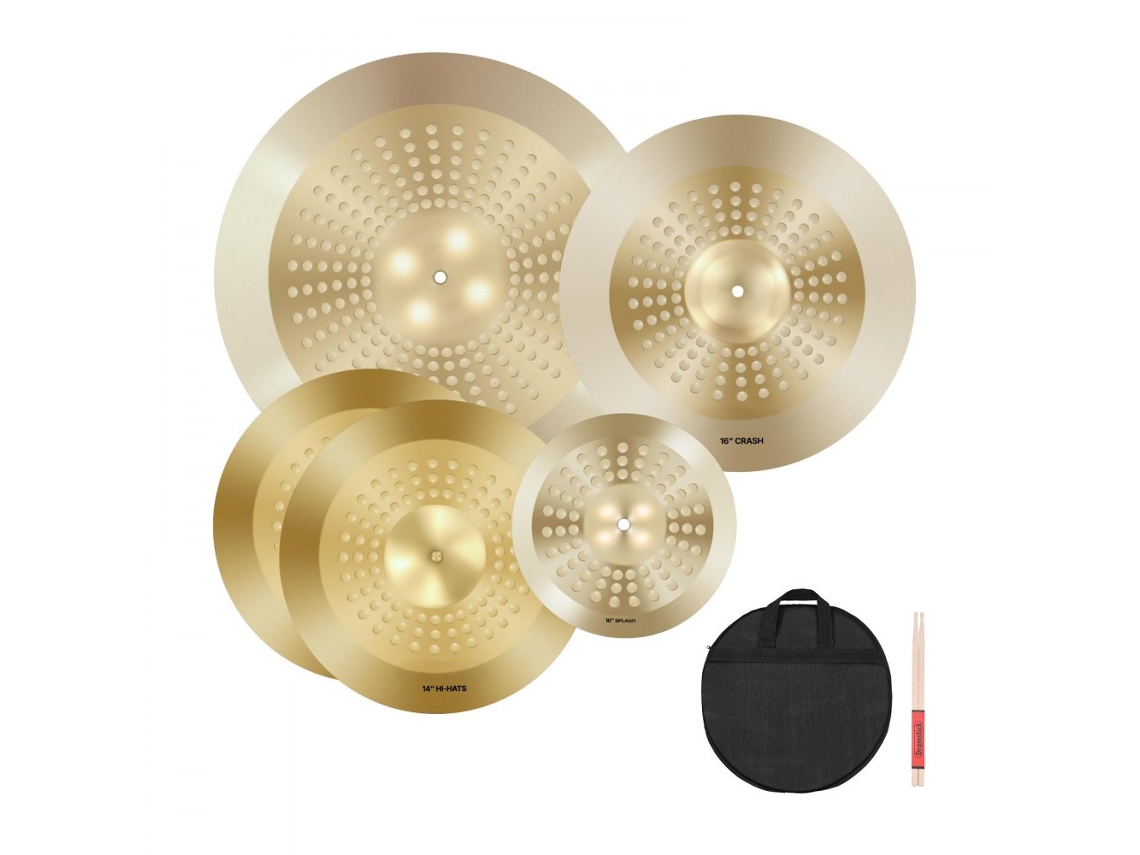 Juego de platillos de batería de 4 piezas: 254 mm Splash, 355 mm Hi-hat, 400 mm Crash Tekmaquinas