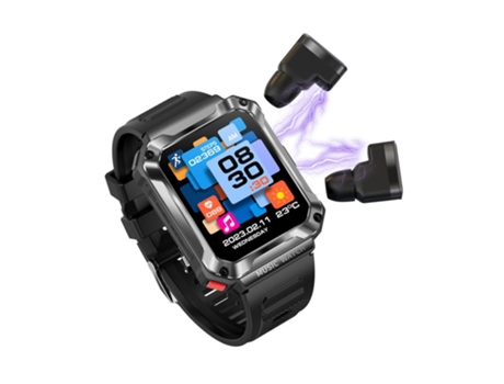 Pulsera Deportiva T93 con 4G Tws Auriculares Gran memoria Bluetooth Llamadas Asistente de voz Negro