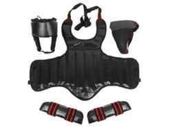 JILLIOPER Conjunto de 4 piezas de equipo de protección universal para boxeo al aire libre, protector de cabeza, cuerpo, ingle y piernas (negro M)