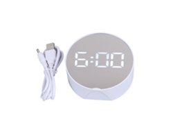 Reloj Digital Espejo Con Alarma Led Pantalla Redonda Grande Fácil De Leer Portátil Para Oficina Dormitorio Viaje