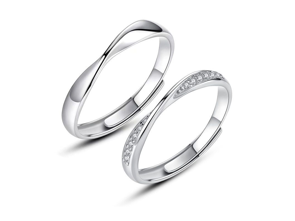 Anillos De Plata Esterlina Para Mujer Anillos De Pareja Con Zirconia Cúbica Ajustables Infinito Uvz