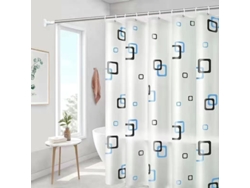 Cortina De Ducha Impermeable Y Antimoho Con Ganchos, Cuadrados Pequeños/150 X 180 Cm Gertiz