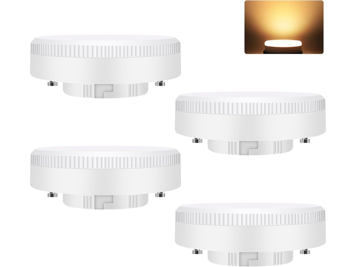 Nettlife Pack 4 Bombillas Led Gx53 5w (eq 50w) 3000k Blanco Cálido, Ultraplana 74x25mm Sin Parpadeo Para Bajo Mueble Cocina 230v No Regulable