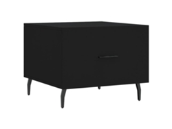 Mesa de centro con cajón, diseño moderno y contemporáneo, 50 x 50 x 40 cm, madera industrializada negra y hierro, Dec039671