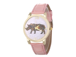 Reloj De Pulsera De Cuarzo Casual Estilizado Con Correa De Cuero Rosa Para Estudiantes