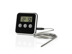 Termómetro digital de lectura instantánea para cocina, postres, barbacoa, cronómetro con reloj GOKOCO