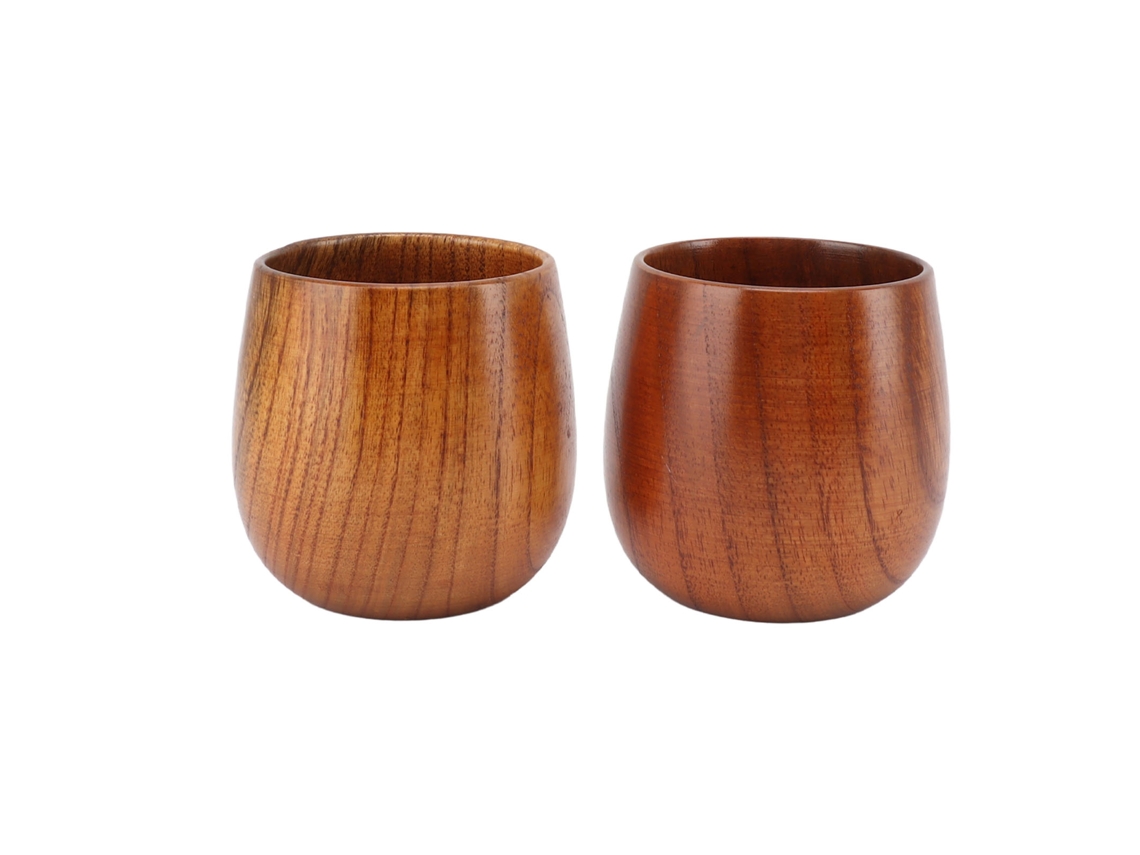 Tazas de té de madera hechas a mano, multifuncionales, seguras y ecológicas, 2 piezas