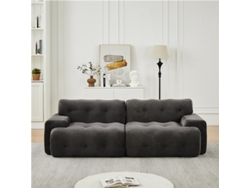 Sofá Cloud 2 Lugares Extragrande Braços Largos Design Moderno Botões Cinza Sala Estar