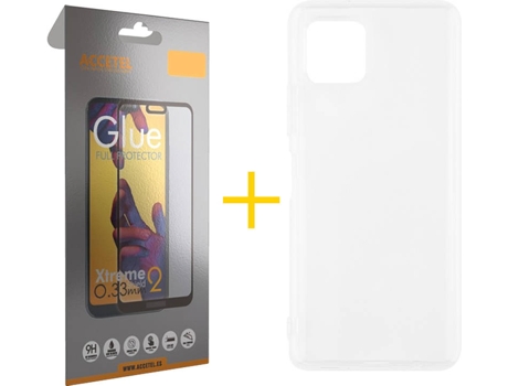 Carcasa y Protector de Pantalla de Vidrio Full Samsung A22 5G ACCETEL Silicona Líquida Transparente
