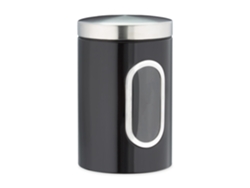 Relaxdays Recipiente Almacenamiento Cocina, Tapa, Ventana, 1,4 L, Para Café, Harina, Pasta, Bote Metal, Color Negro