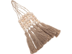 Adorno Colgante Bohemio 6 Cuentas Madera Natural Borlas Cuerda Rústico Hecho Interiores Hogar Fácil Instalar