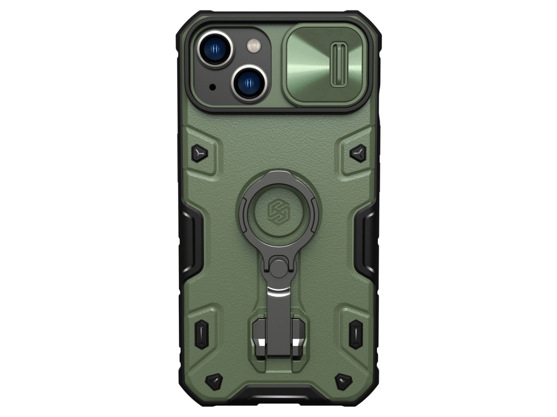 Soporte Carcasa Para Iphone 14 Plus Nillkin Piel Sintética Verde