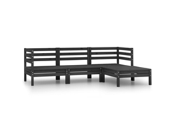 Conjunto 4 Conjunto de muebles de jardín VIDAXL madera maciza pino negro