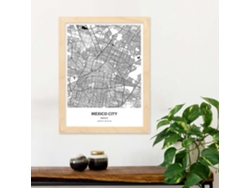 Póster NACNIC con Mapa de Mexico Cit y - Mexico. Pósters de Ciudades de Latinoamã©Rica con Mares y RíOs En Color Negro.