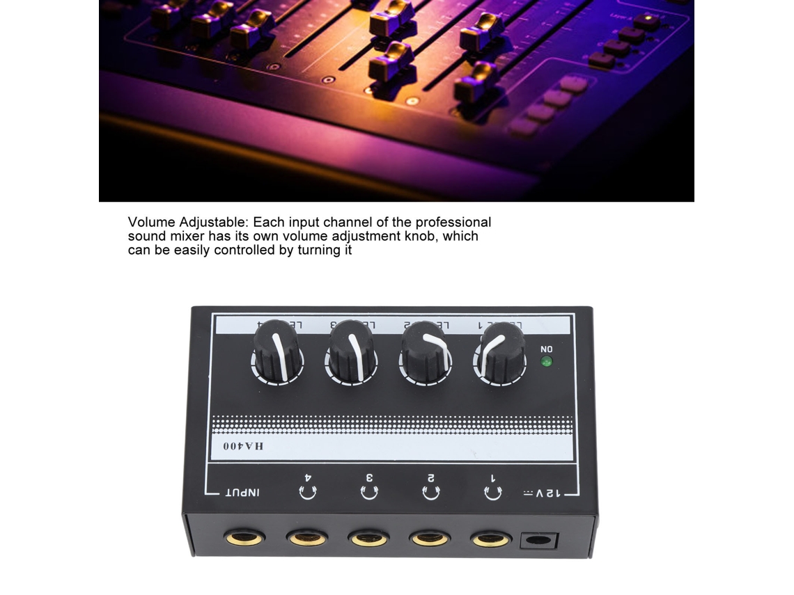 Mezclador De Sonido Profesional De 4 Canales Ha400a De Bajo Ruido Para Bares, Fiestas, Monitores Y Auriculares.
