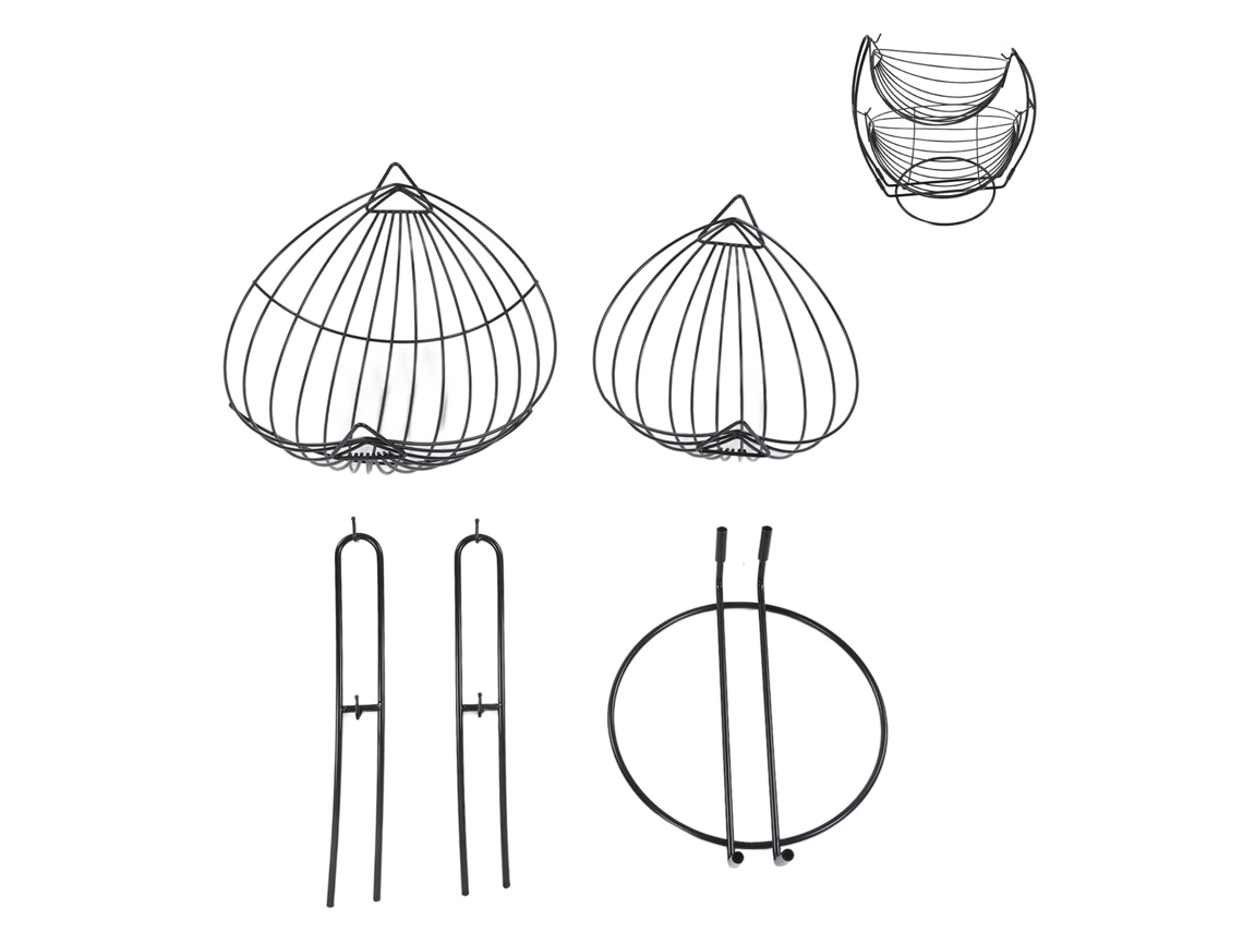 Cesta De Frutas Circular De Alambre De Dos Niveles Con Estructura De Hamaca Para Almacenamiento Sobre La Mesa.