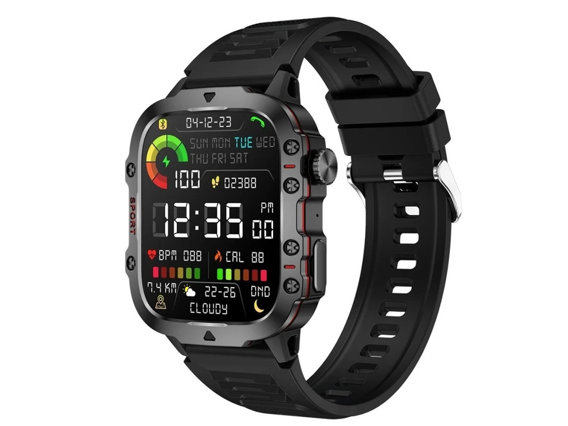 Reloj inteligente para hombre de 1,96 pulgadas con llamadas, monitorización de salud y ejercicio, compatible con Android, color negro, Yizhood