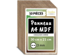 10 paneles de MDF de roble A4 de 300 x 210 mm | Madera sin tratar para manualidades, corte láser, grabado, modelismo, pirograbado y decoración creativa