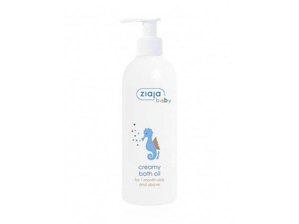 Aceite de baño cremoso hipoalergénico ZIAJA para bebés de 1 mes en adelante.