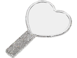 Miroir De Poche Portátil De Cœur Poignée Compacto À Paillettes Blanches Para Viaje Y Utilisation...