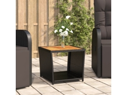 Mesa de Centro de Apoyo con Tablero de Madera de Mimbre/Acacia Maciza Negro