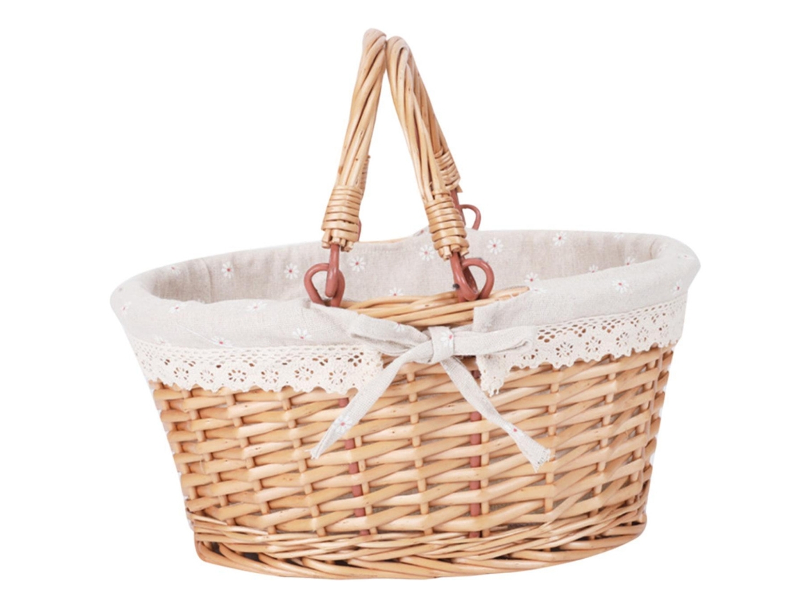 Cesta de picnic con asa Cesta de almacenamiento de mimbre